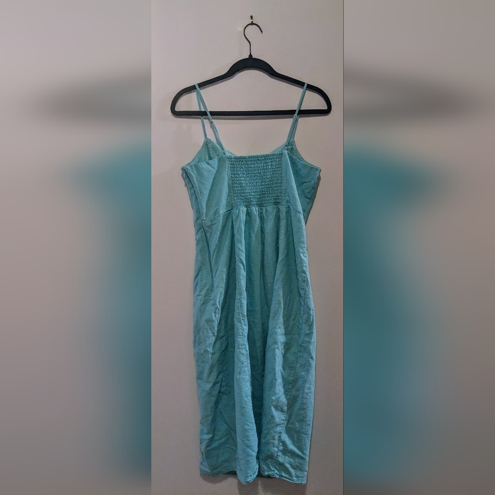 J. Crew Linen Blend Midi Slip Dress Sunwashed Mint sz 8 - Picture 11 of 13